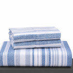 Drap plat imprimé rayé bleu