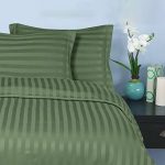 Drap plat rayé vert olive