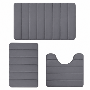 Set de tapis salle de bain 3 pièces – Gris