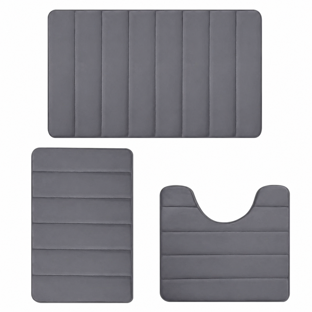 Set de tapis salle de bain 3 pièces – Gris