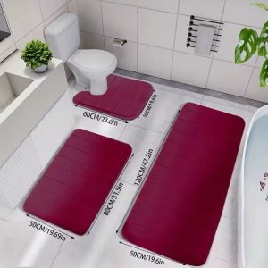 Set de tapis salle de bain 3 pièces – rouge