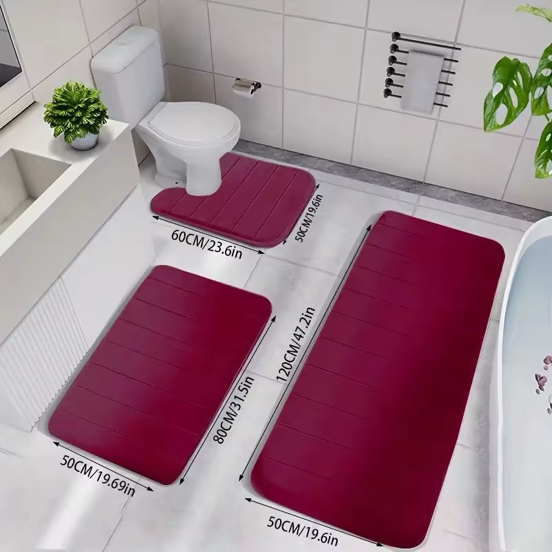 Set de tapis salle de bain 3 pièces – rouge