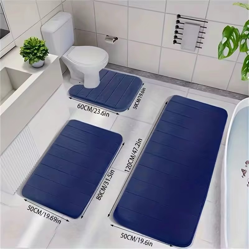 Set de tapis salle de bain 3 pièces – Bleu