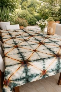 Nappe de table Thioup Diagonale Vert Orange réf 022