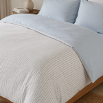 Housse de couette réversible rayures bleues 220cm x 240 cm