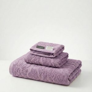 Ensemble serviette Signature Florale mauve