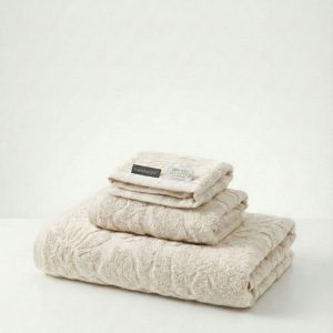 Ensemble Serviette Signature Florale Beige