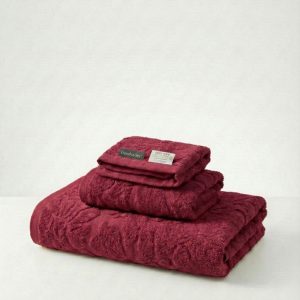 Ensemble Serviette Signature Florale rouge Bordeaux