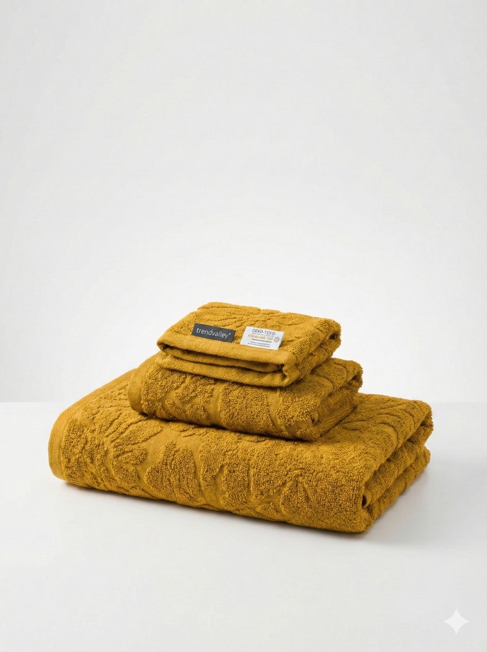 Ensemble serviette Floral signature jaune moutarde