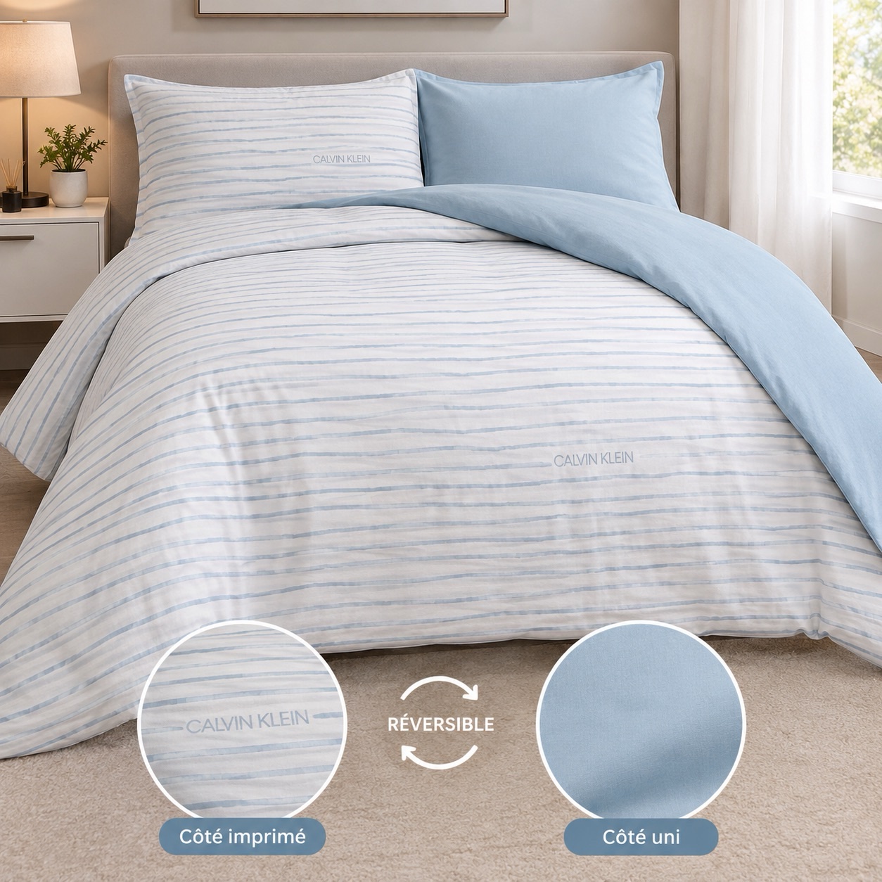 Housse de couette Calvin Klein réversible 240 cm x 260